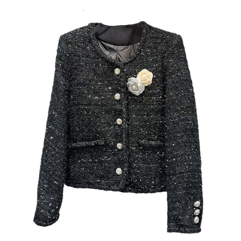 DEAT Women's Fashion Wer Pin Single Breasted Tweed Edge Jackets Pockets Quilted Short Coats Female 2024 Winter New 11A01886