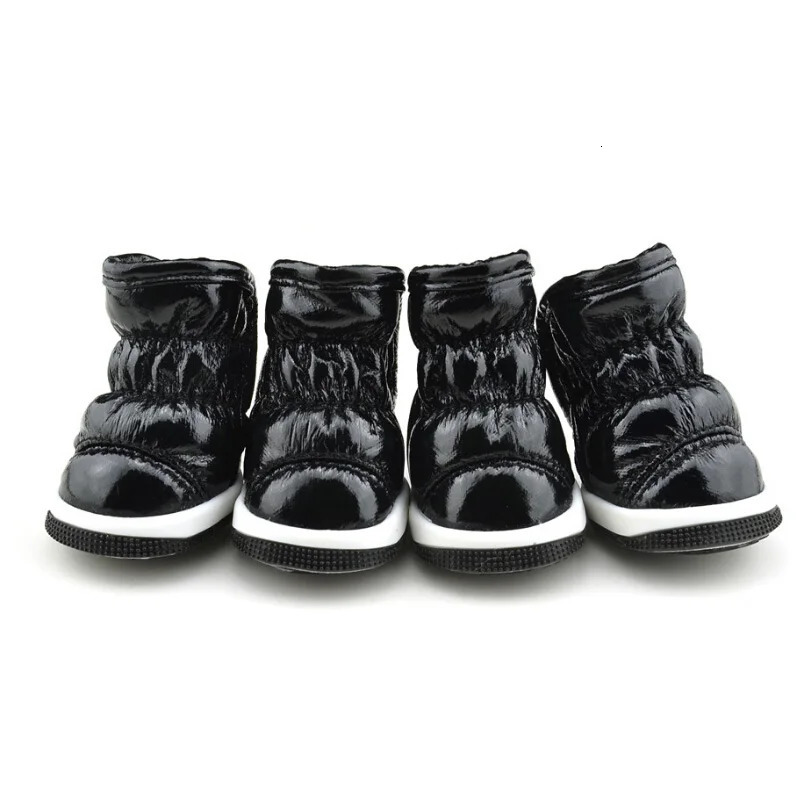 4 Piece Set of Pet Winter Cotton Shoes Leather Waterproof Warm Dog Boots Warm Boots for Small Dogs Outdoor Walking 250106