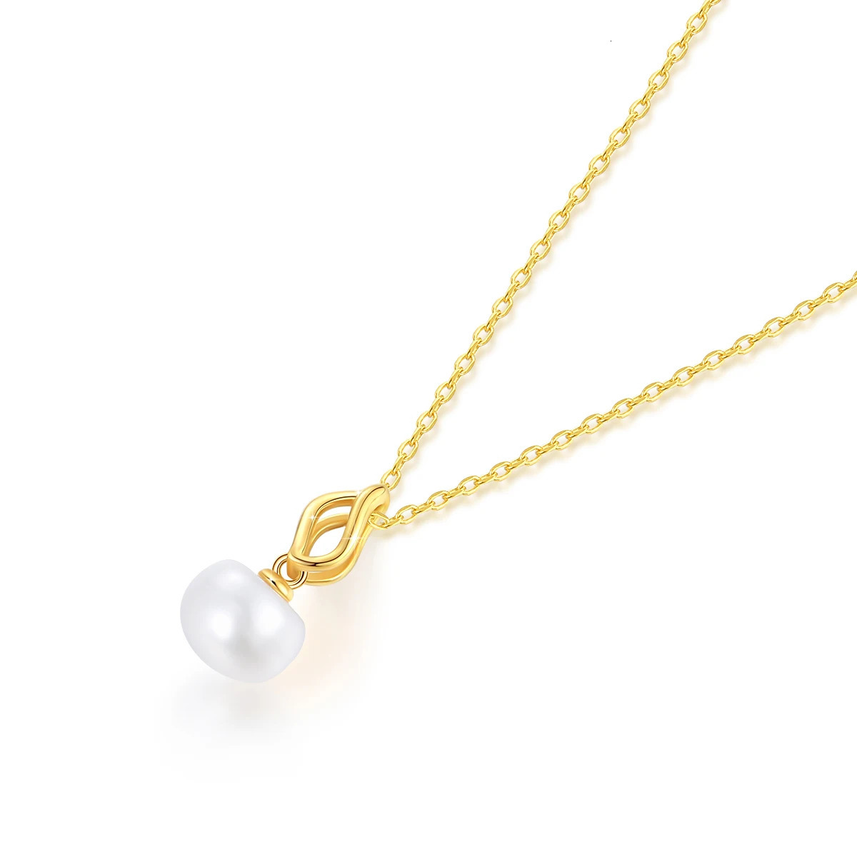18K Gold Necklace Pendant Round Natural Freshwater Pearl AU750 Yellow Gold Pendant Womens Fine Jewelry Gift With Certificate 250106