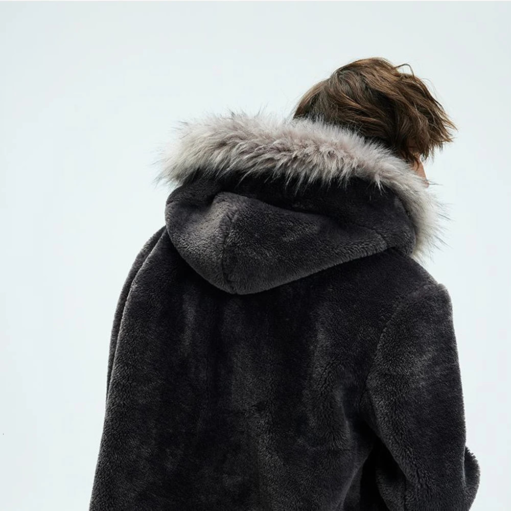 Mens Y2k Jacket Hooded Fur Thick Warm Neutral Coat Autumn Winter Fashion Casual Loose Trend AllMatch Sweater Clothing 241227