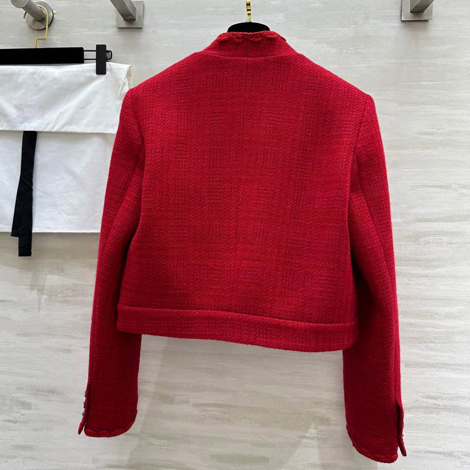 Crafted soft tweed coat with classic pockets, vintage elegance women jacket