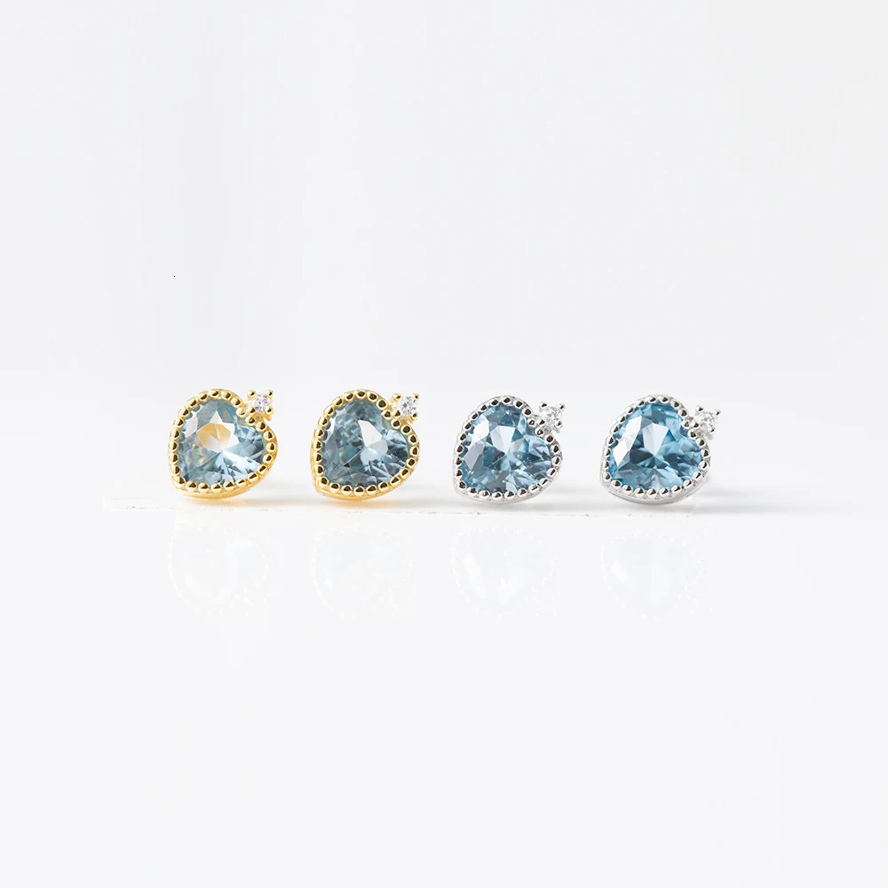 CCFJOYAS 100% 925 Sterling Silver Sapphire Heart Earrings Necklace Set for Women Simple INS Wedding Fine Jewelry Set 250102