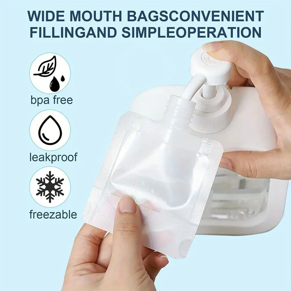 10 PCS 3050100ml Travel Size Empty Squeeze Bags Lotion Dispensing Reusable Liquid Leakproof Shampoo Cosmetic Storage 241226
