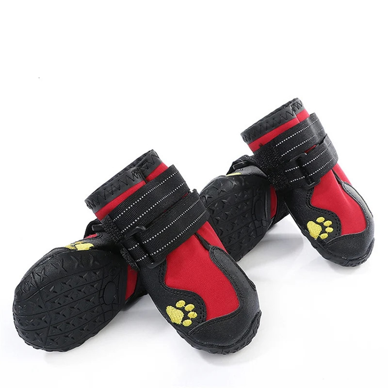 Waterproof Dog Boots Warm Snow 4pcsset Pet Dog Shoes Reflective Rain Pets Booties Anti-slip Socks Footwear For Medium Large Dog 250106