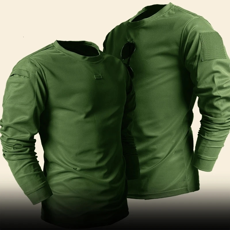 Spring Long Sleeved Tshirts Men Quick Drying O Neck Outdoor Tactical Shirts Training Tees Breathable Workwear Loose 241217