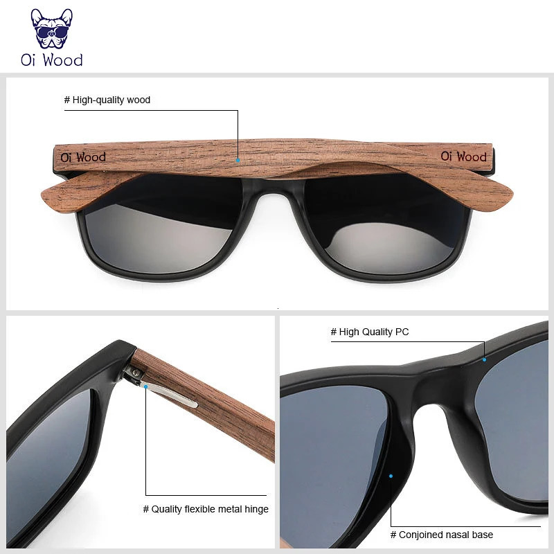 Oi Wood Natural Wooden Sunglasses Men Polarized Fashion Sun Glasses Original Wood De Sol Masculino TR90 Frames 250106