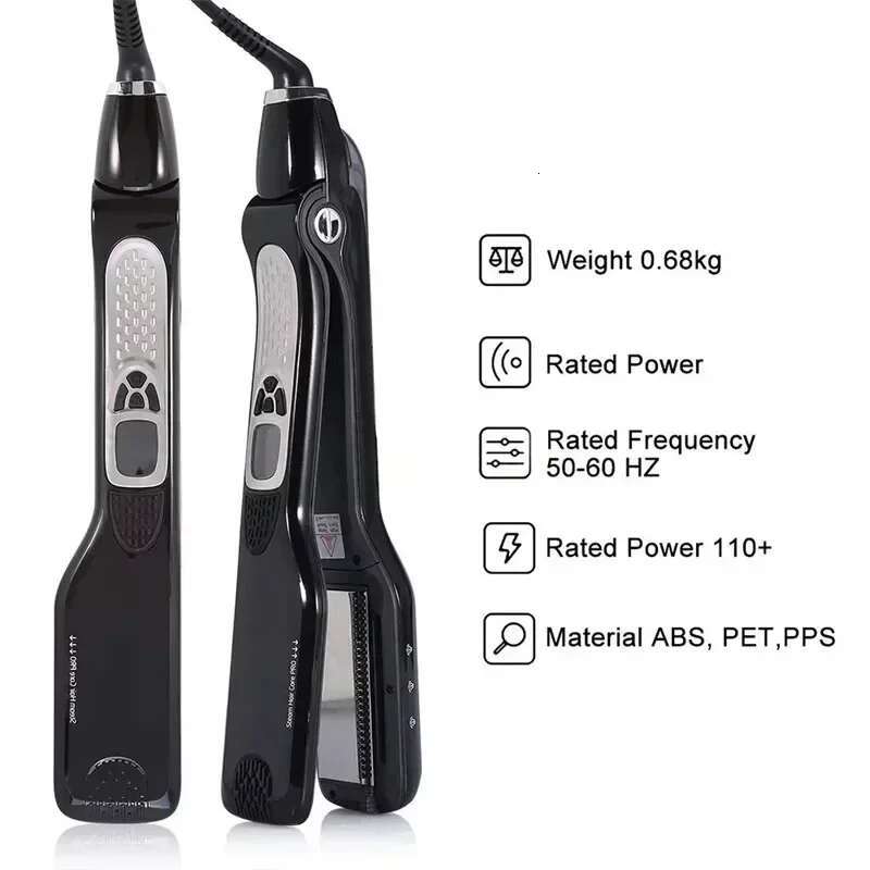 Professional Steam Wet Straightener Flat Straightening Iron Brush Titanium Ceramic Hair Comb Curler