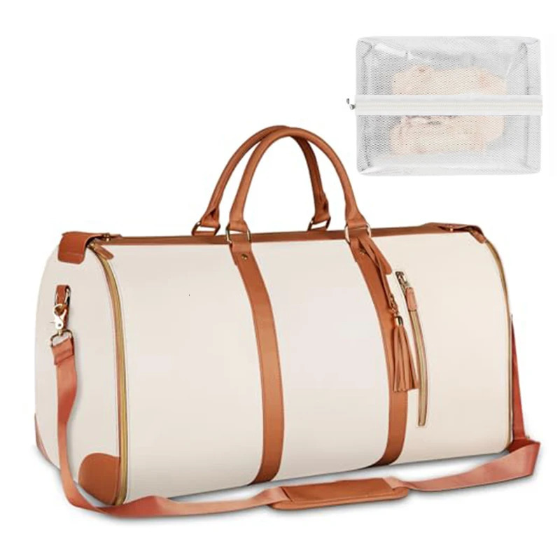 1pc Foldable Womens Travel Convenient Carryon Clothing Bag Large PU Leather Duffel Business 241226