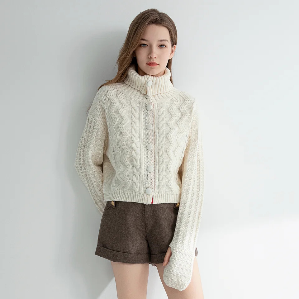 TC748 Highquality luxury womens clothing trendy brand 100% wool thick turtle neck pullover knitwear sweater 250103