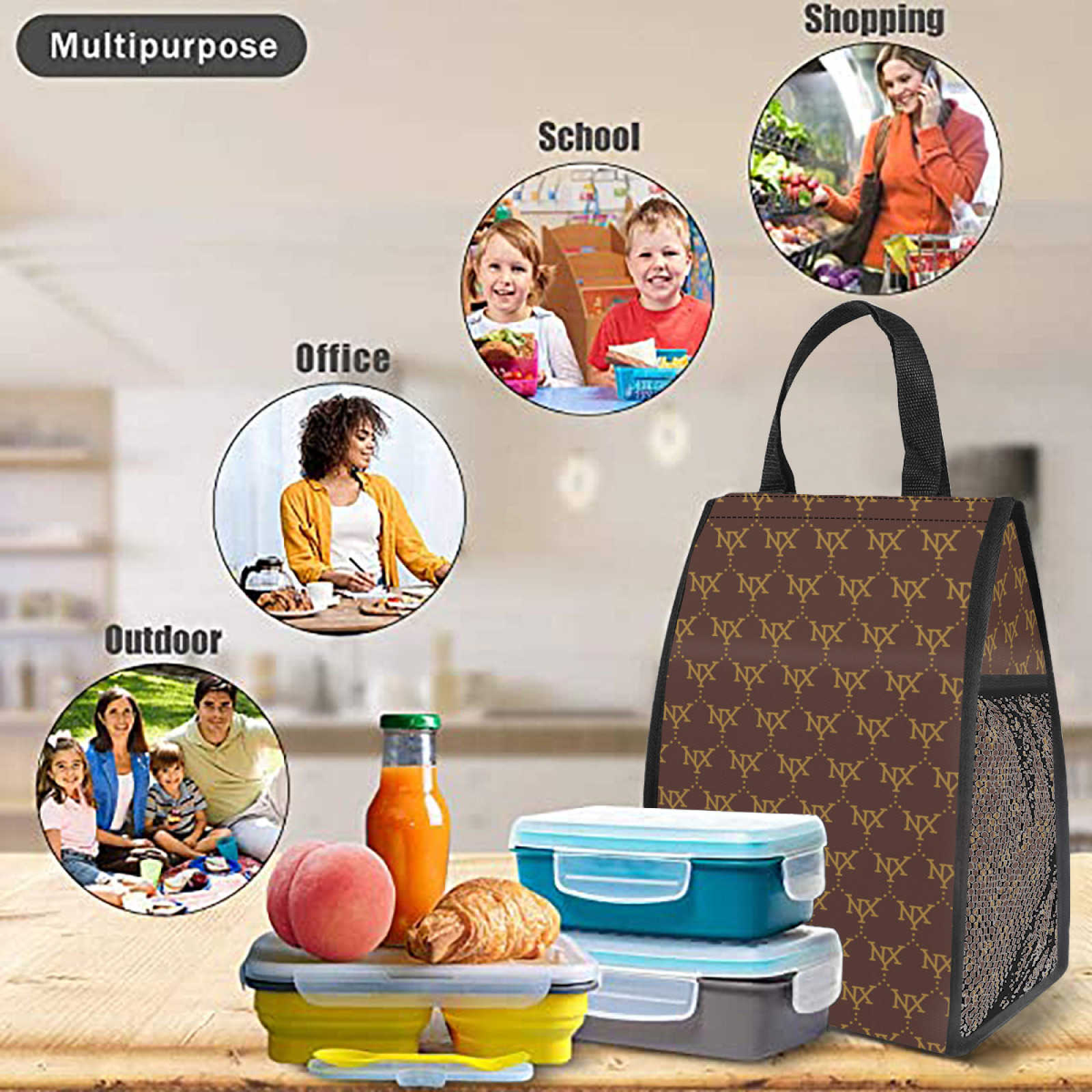 NXY Lunch Bag Lunch Box Bag Electric Food Heater Polyester Cloth Insulated Food Bag Waterproof Large Capacity For School Picnic