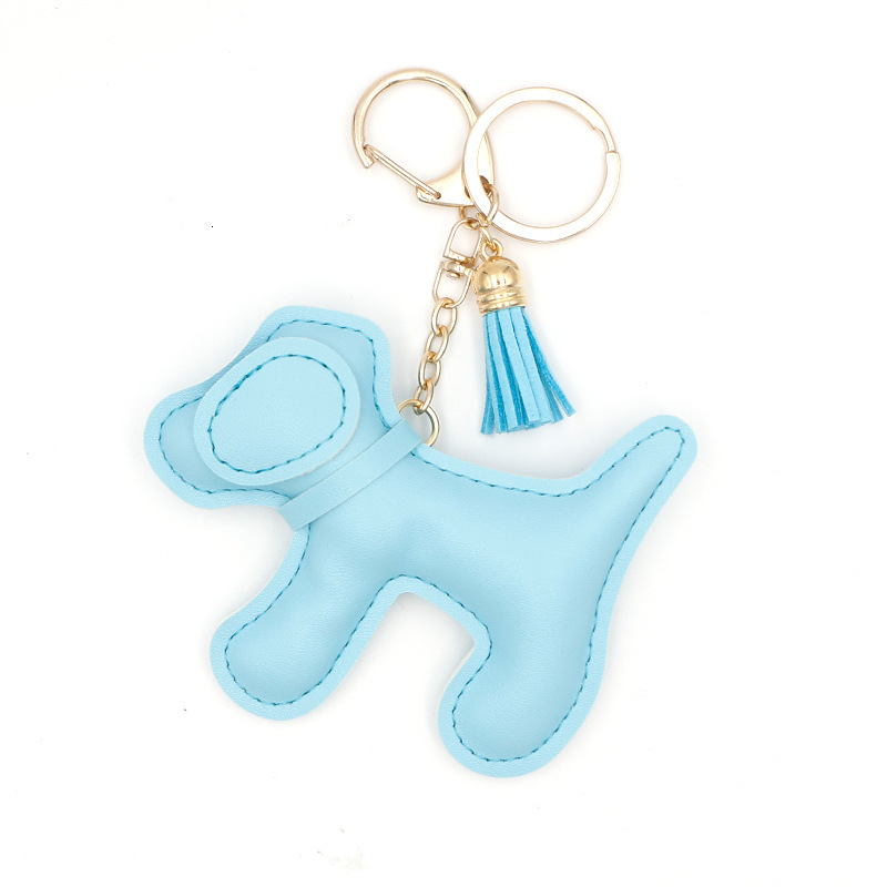 Leather Keychain Creative Cute Macaron Color Filled Cotton Doll Tassel Backpack Pendant Accessories