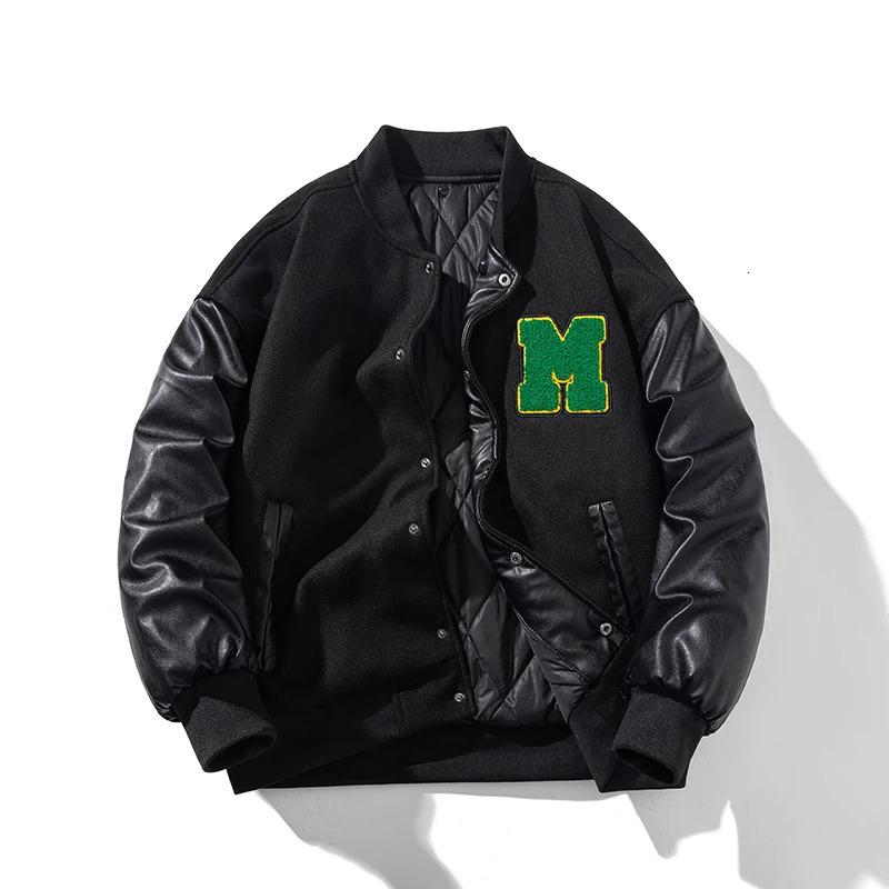 Men Varsity Jacket Winter Women Letter Fashion Baseball Jacket Leather Sleeve Motorcycle Coat Button College Warm Parkas Red 250103