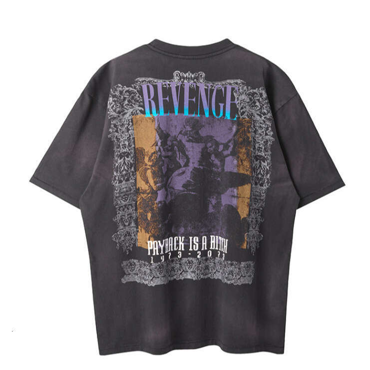 24fw trendy brand new high street short sleeved T-shirt washed and worn loose top half sleeve unisex