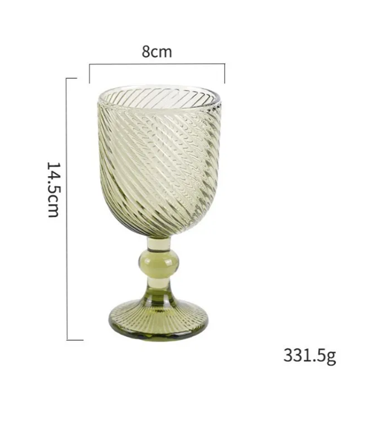 Factory Wholesale Embossed Colored Glass Wine glasses European Juice Glasses Wine Goblets Wedding Decoration Cups 240ml