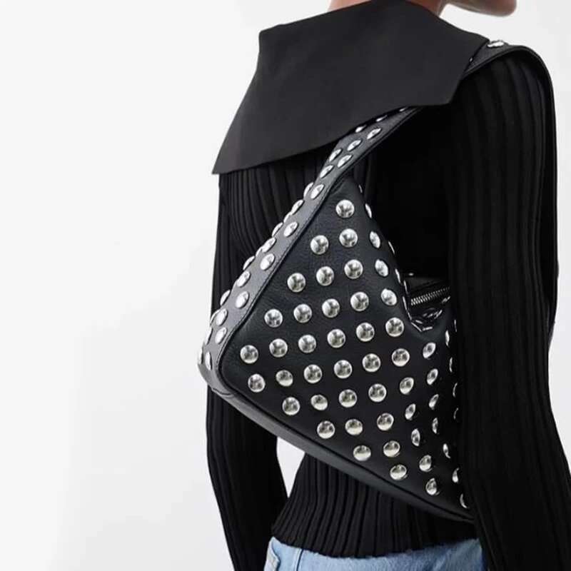 New Rivet Armpit Bag Party Bags Women Fashion Shoulder Handbag Vintage 2025 Ladies Punk Women's Womens Handbags Woman Y2k