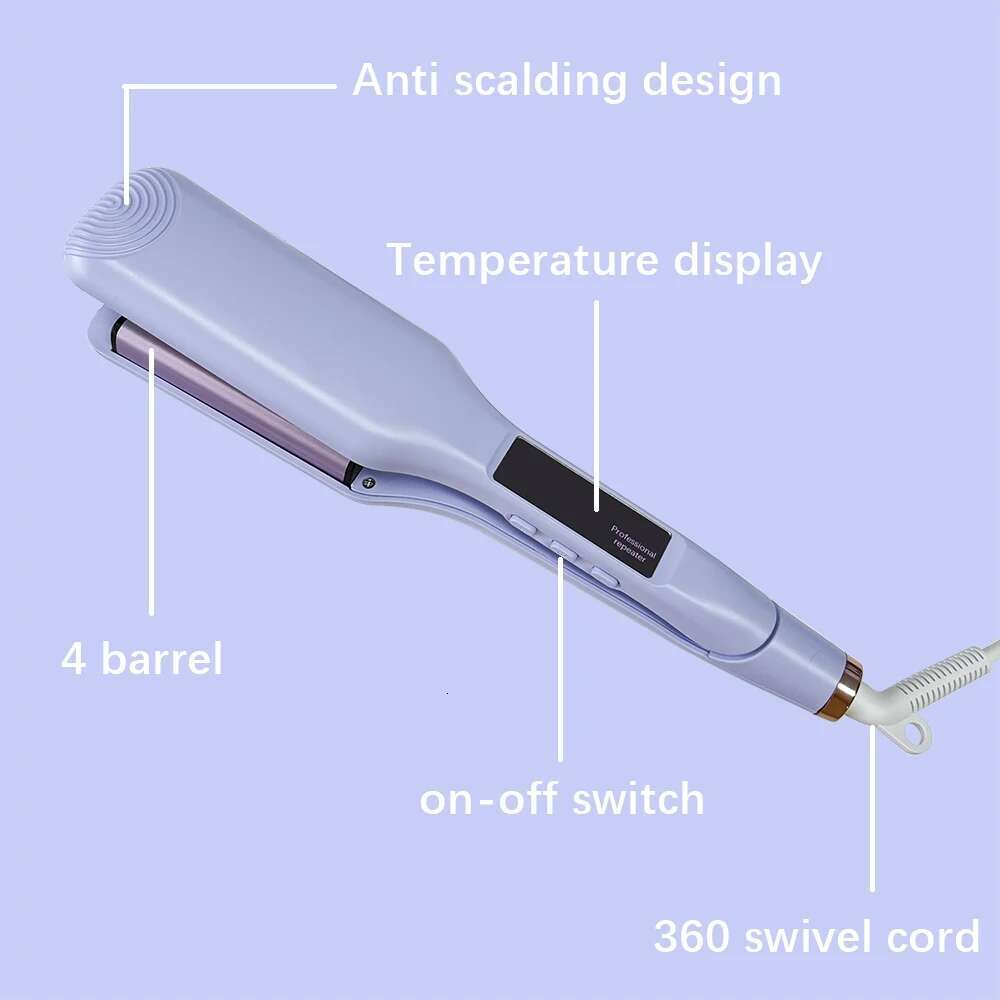 Wave Curg Iron 0.43 Inch 4 Barrel Waver Small Roller Curler LED Display Ceramic Curly Crimped Hair Styg Tool