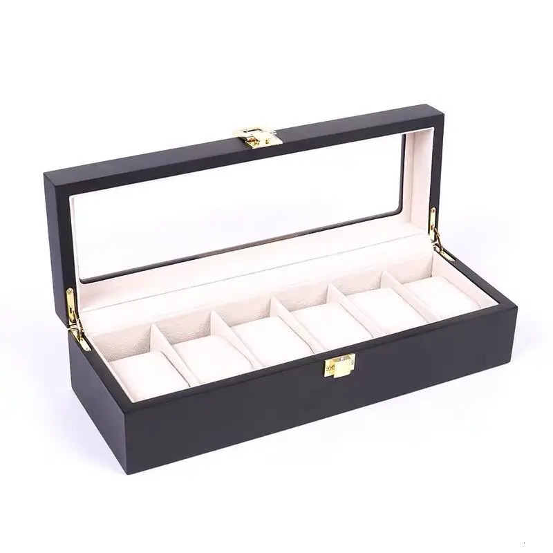 Wood Watch Box Organizer Black Wood Watch Stand Mens Watch Box Jewelry Storage Box 250102
