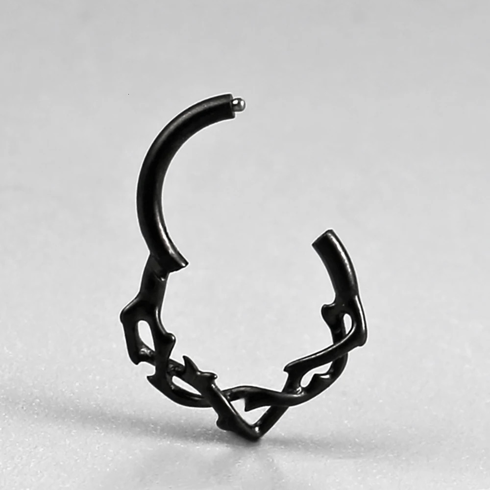 Twolobes 1PCS G23 Round Thorns Nose Rings Cartilage Hoop Earrings Segment Septum Clickers Piercing Jewelry Cool 250103