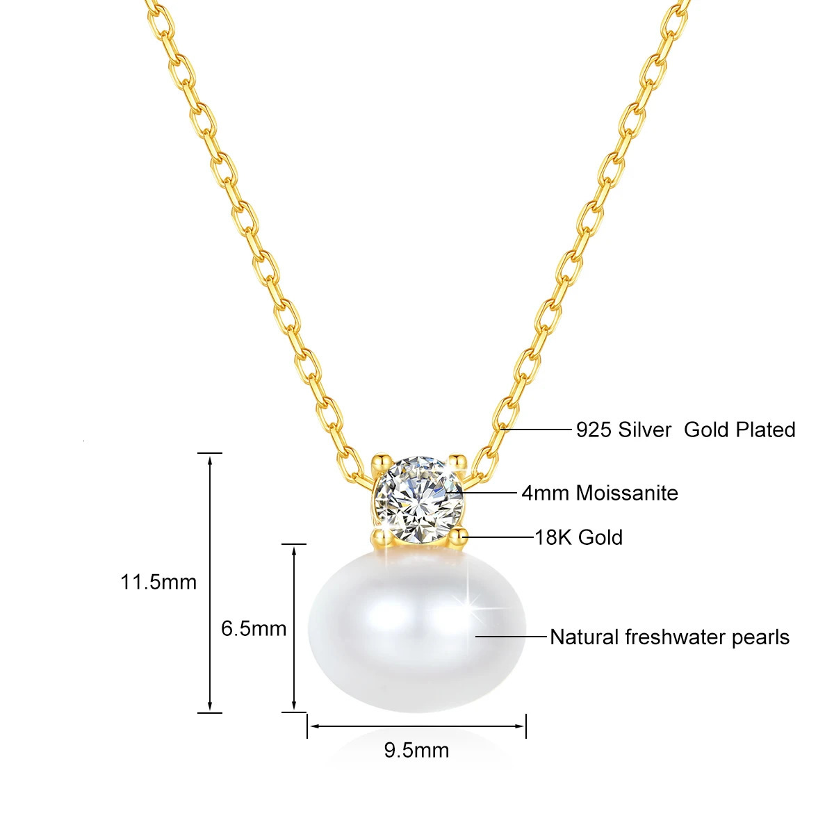 100% Real 18K Gold Pearl Necklace With Stone AU750 K Gold Pendant Wedding Jewelry Gift With Certificate 2024 250106