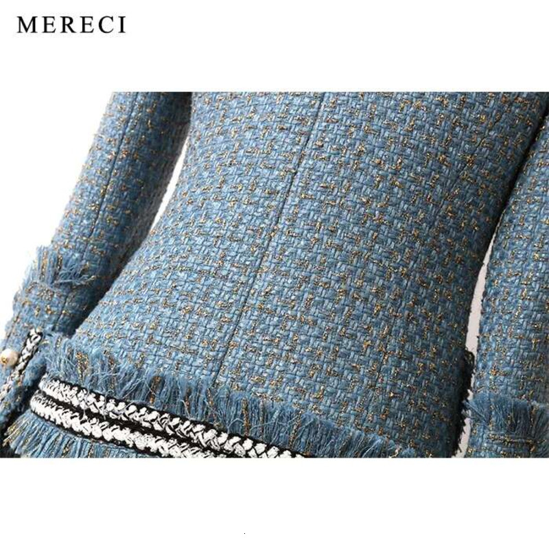 New Pieces The Shees Beauty Lay His Big Blue Mist Heavy Tweed Temperament Cultivate Morality Small Sweet Wind Coat