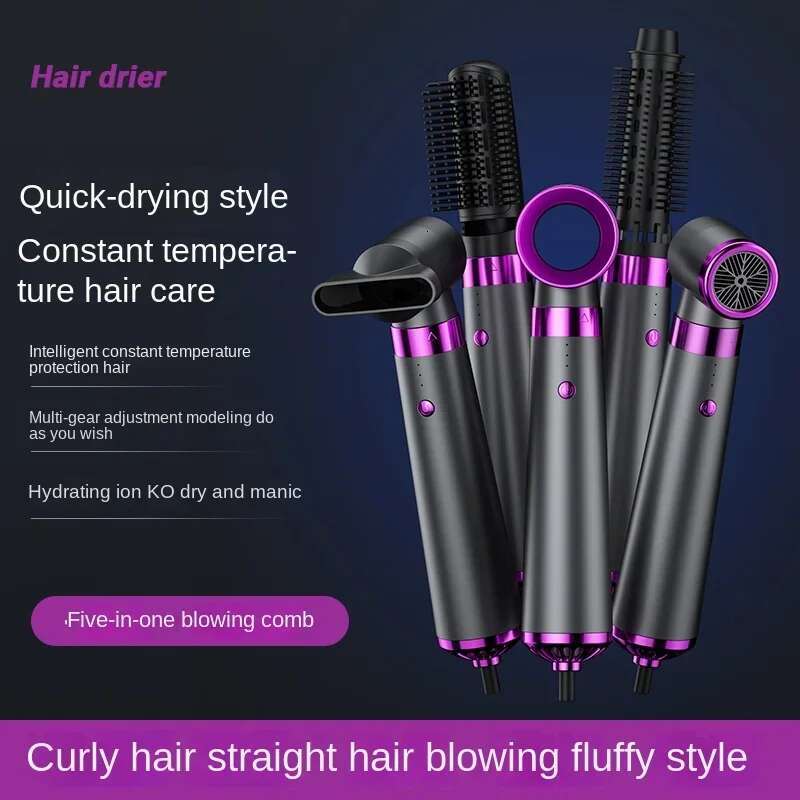 5-In-1 Hot Air Automatic Curg Iron Straight Electric Comb Multi-Functional Hair Dryer