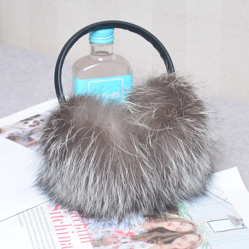 Style Women Plush Genuine Fox Fur Earmuff Winter Lady Fox Fur Big Pompoms Fluffy Earmuffs Warm 100% Real Fox Fur Ear Cover 250106