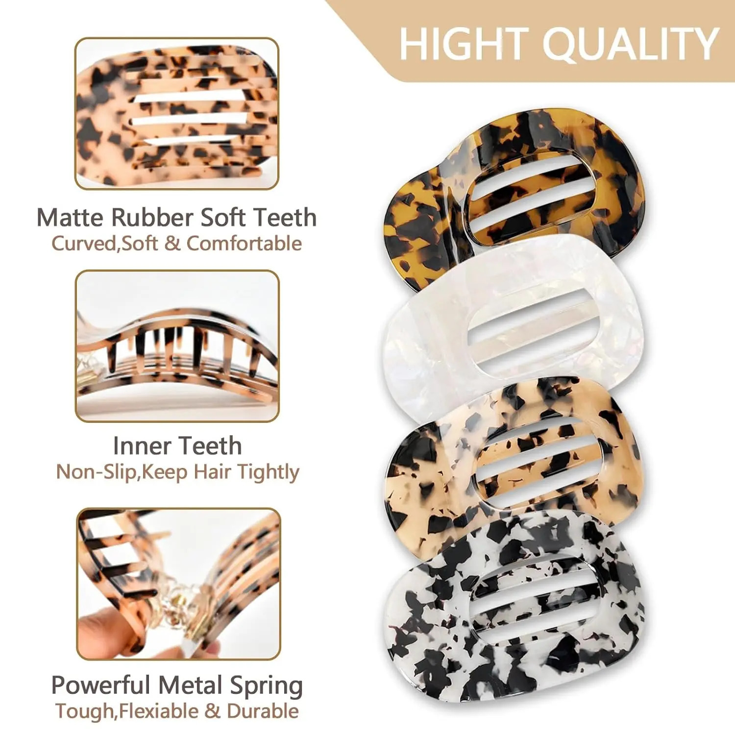 4 Pack Flat Hair Clips French Flat Clips Hair for Thick Thin Hair Leopard Print Hair Claw Clips for Women Girls Duck Billed Cli 250106