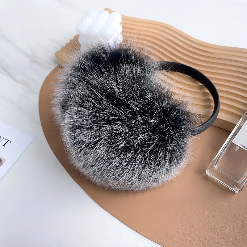 Real Fox Fur Earmuffs Aarrival Unisex Womens Winter Warm Girls Ear Muffle Earflap Ear Cover Double Sided 250106