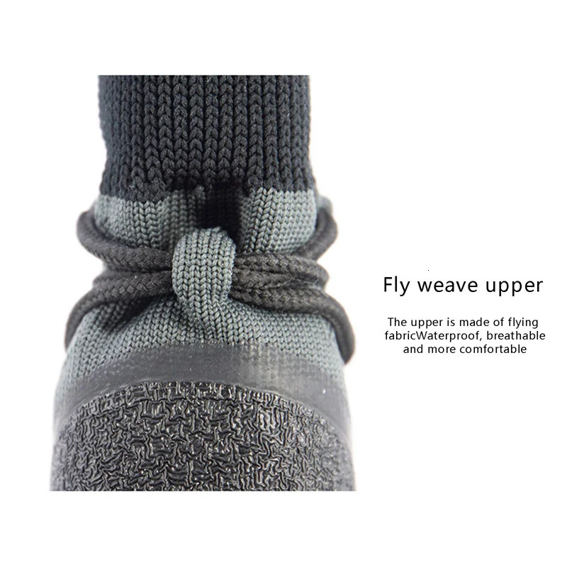 4Pcs Fashion Non-slip Outdoor Solid Color Dog Shoes Waterproof Knitted Dog Paw Protector with Adjustable Straps 250106