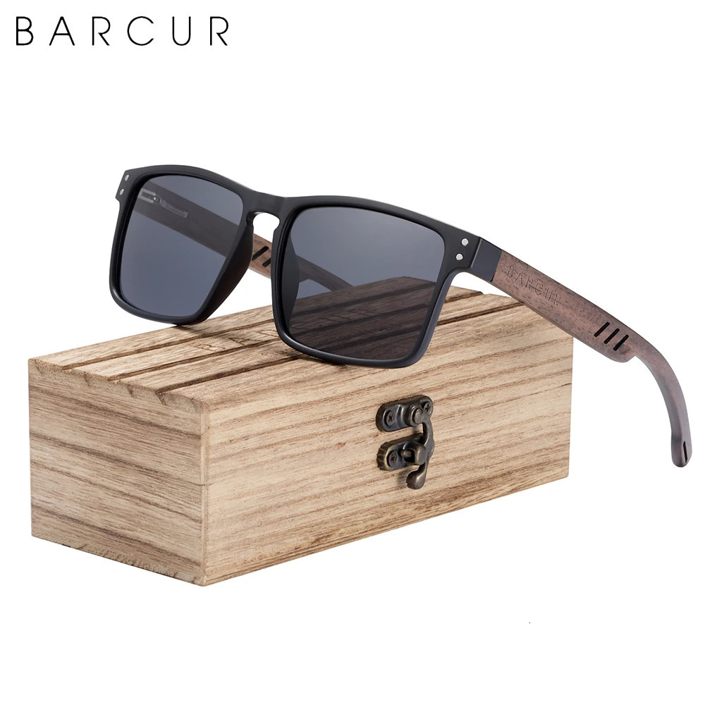 BARCUR Mens Sunglasses for Men er Natural Walnut Wood Sun Glasses Women Polarized Eyewear UV400 Eyewear 250106ww