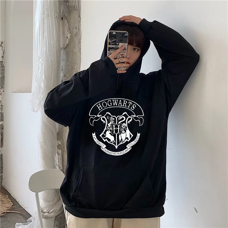 Fashion y2k Printed Hoodie Sweatshirt Autumn Winter Long Sleeves Plus Velvet Casual Loose Fleece Tops Oversized 241223