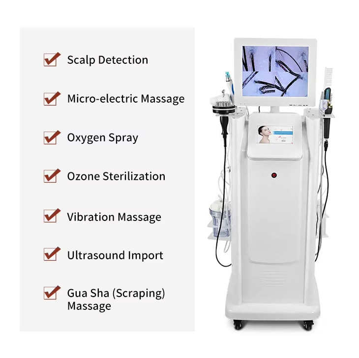 Salon Use Hair Beauty 8 in 1 Follicle Nourishing Massager Hair Health Detection Professional Anti-hair Loss Facial Care Dermabrasion Instrument