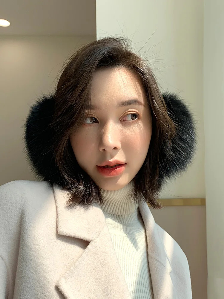 Real Fox Fur Earmuffs Aarrival Unisex Womens Winter Warm Girls Ear Muffle Earflap Ear Cover Double Sided 250106