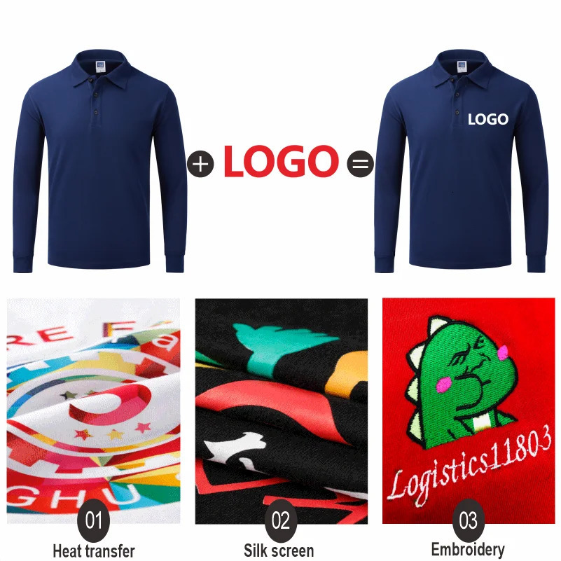 Casual long sleeved polo custom mens and womens polo collar print personalized classic solid shirt embroidery 250103