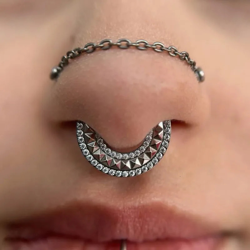 ASTM F-136 Ear Nose PIERC Cartilage Earring Piercing CZ Paved Side Rings Segment Hoops Clicke Tragus Ring Jewellery 250103