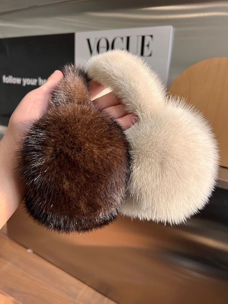 Winter Women Warm 100% Real Natural Mink Fur Earmuff Outdoor Fashion Mink Fur Earmuffs Girl Winter Ear Protection 250106