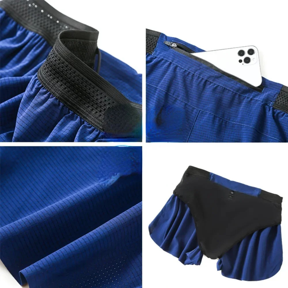 Mens Summer Sports Shorts Antiexposure Marathon Running Training Loose Fitness Racing Quickdrying Threequarter Pants 250103
