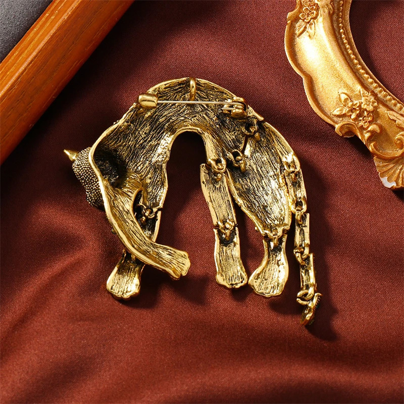 Vintage 3D Black Rhinestone Leopard Panther Animal Brooch Pin Jewelry for Men Women Fashion Brooches Lapel Corsage 241230