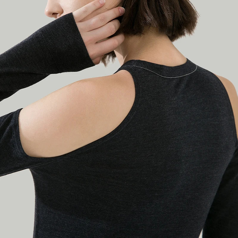 1612 100% Wool Pullover Off shoulder thin top Sweater For Women Ladies autumn Cloths luxury Womens Clothing 250103
