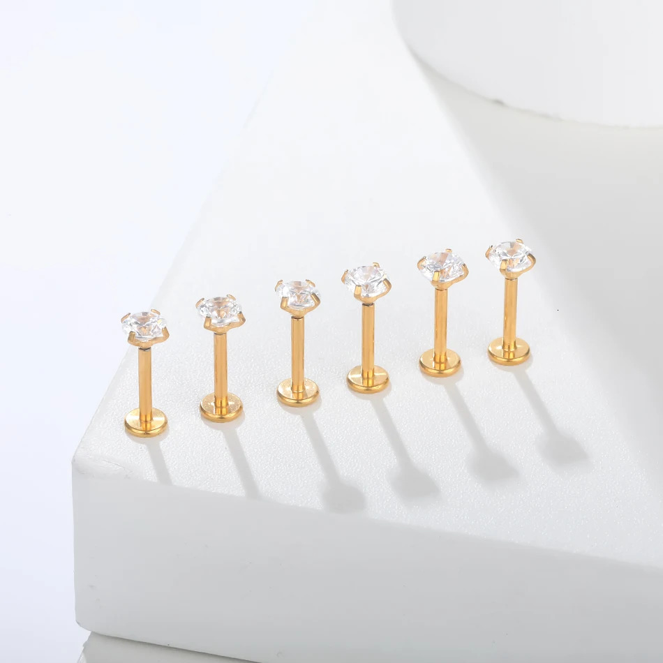 10Pcs/lot G23 Ear Tragus Lip Ring Nose Stud Crystal Internal Thread Helix Piercing Ear Stud Earring for Women Piercing 250103