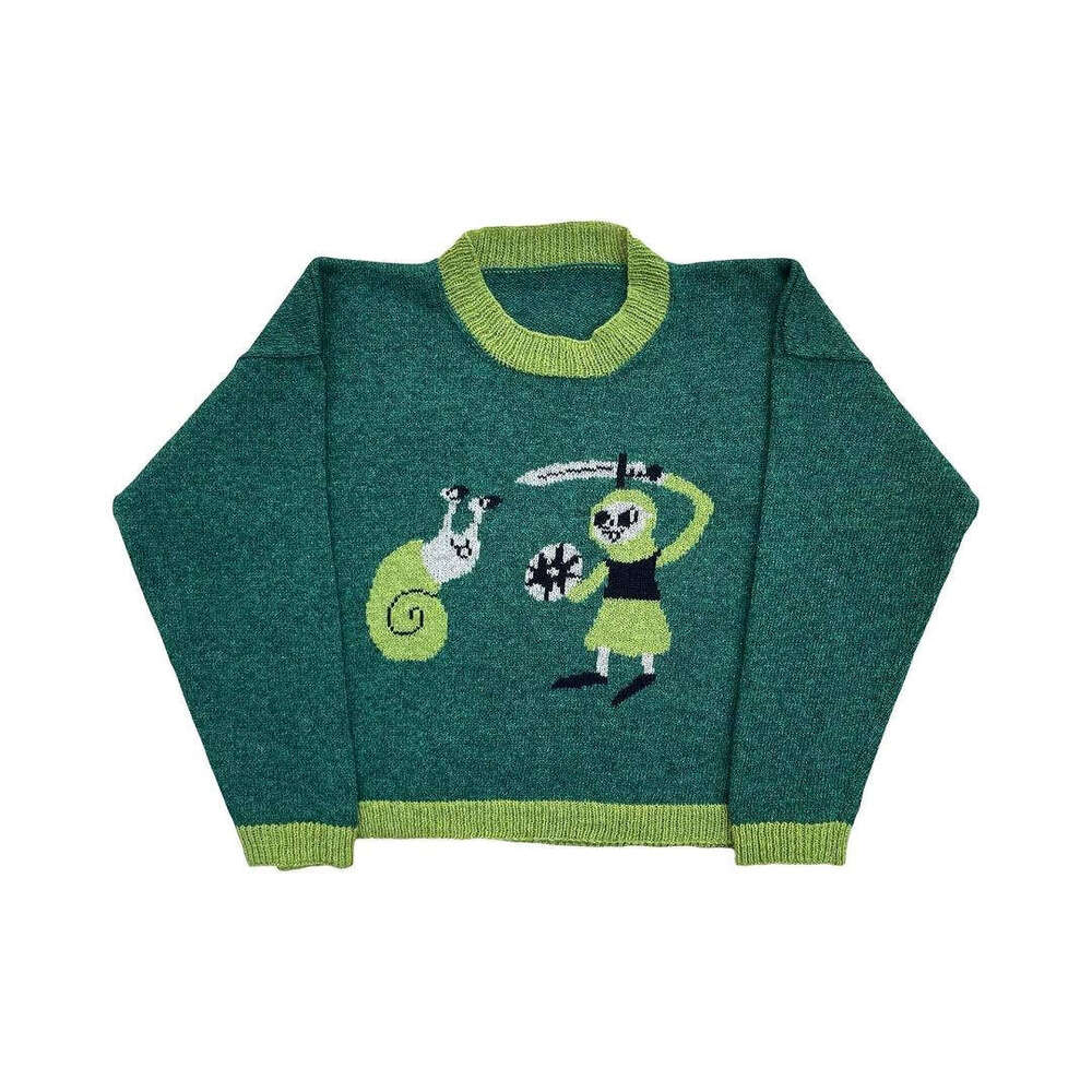 Knitwear Anime Jacquard Pattern Round Neck Long Sleeve High Street Loose Sweater Cute Style