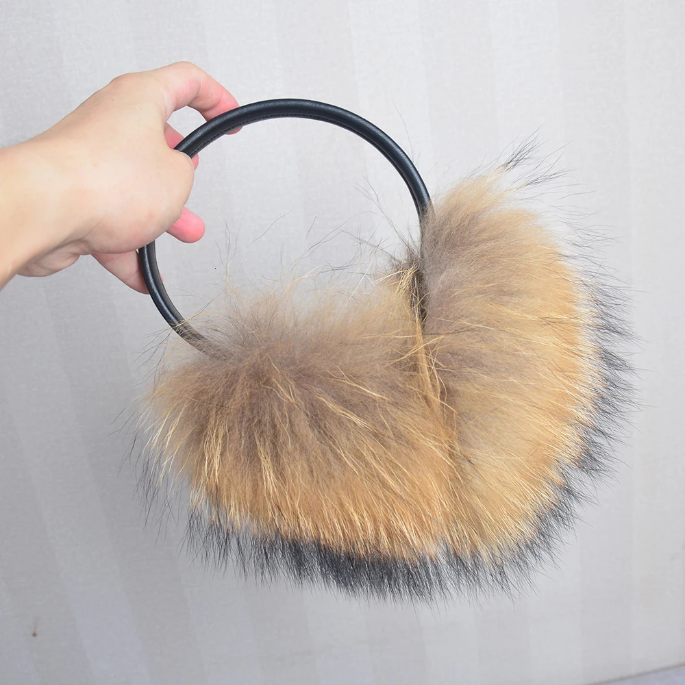 Style Women Plush Genuine Fox Fur Earmuff Winter Lady Fox Fur Big Pompoms Fluffy Earmuffs Warm 100% Real Fox Fur Ear Cover 250106
