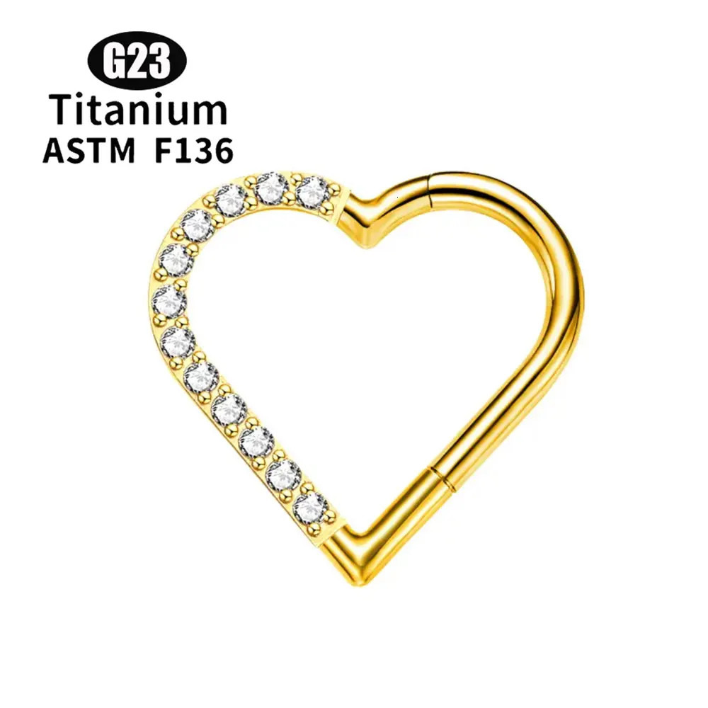 10pcs Heart Daith High Quality Hoop Nose Ring Ear Cartilage Tragus Earrings 16G Clicker Tragus Jewelry Body Piercing 250103