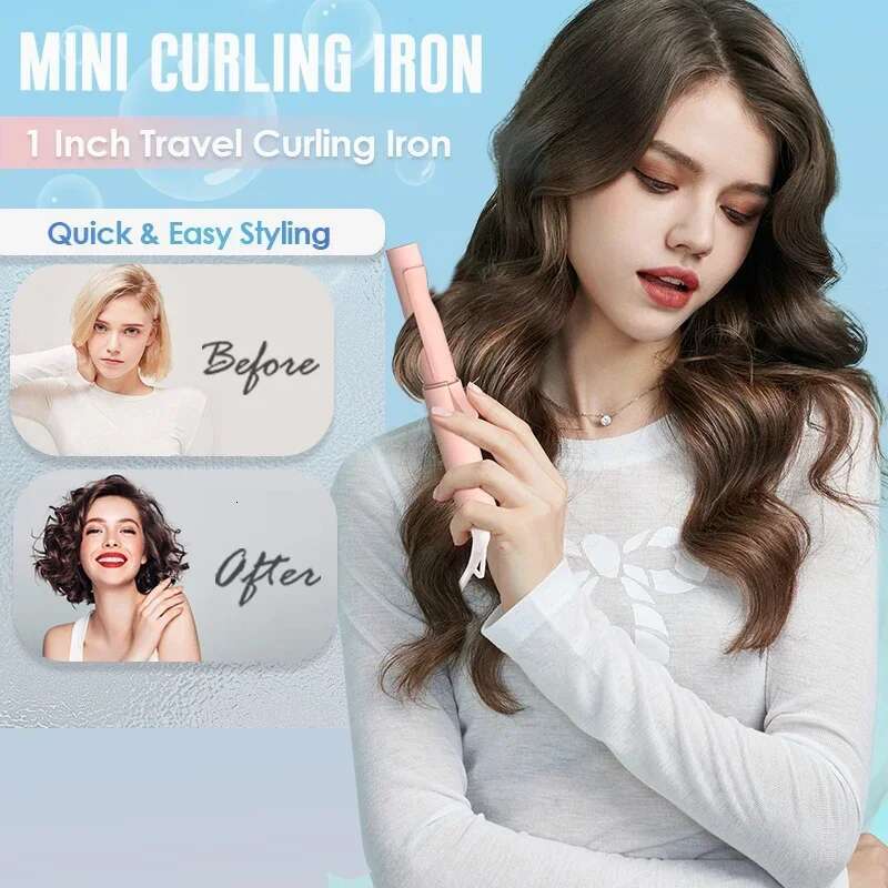 NOVUS 25MM Portable Travel Electric Mini Curler Curg Iron Fast Heating Tourmae Ceramic Wavy Tong Hair Styg Tool