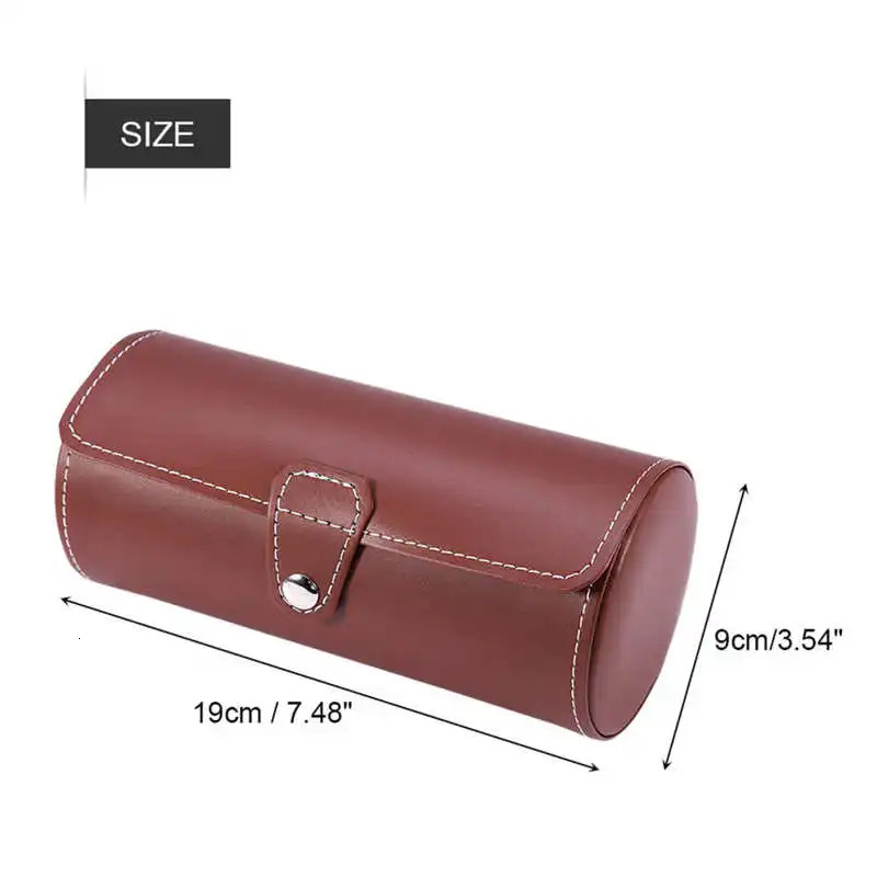 2Colors 3 Grid Cylindrical Watch Roller Stand Watch Display Box Jewelry Gift Box Watch Organizer Supplies 250102