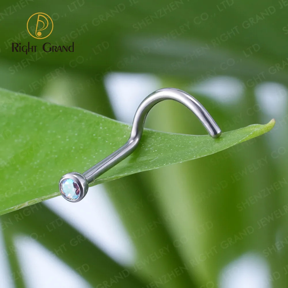 5pcs/lot Right Grand Implant Grade ASTM F136 Bezel Set Zirconia Curved Nose Screw 20 Large Gauge 250103