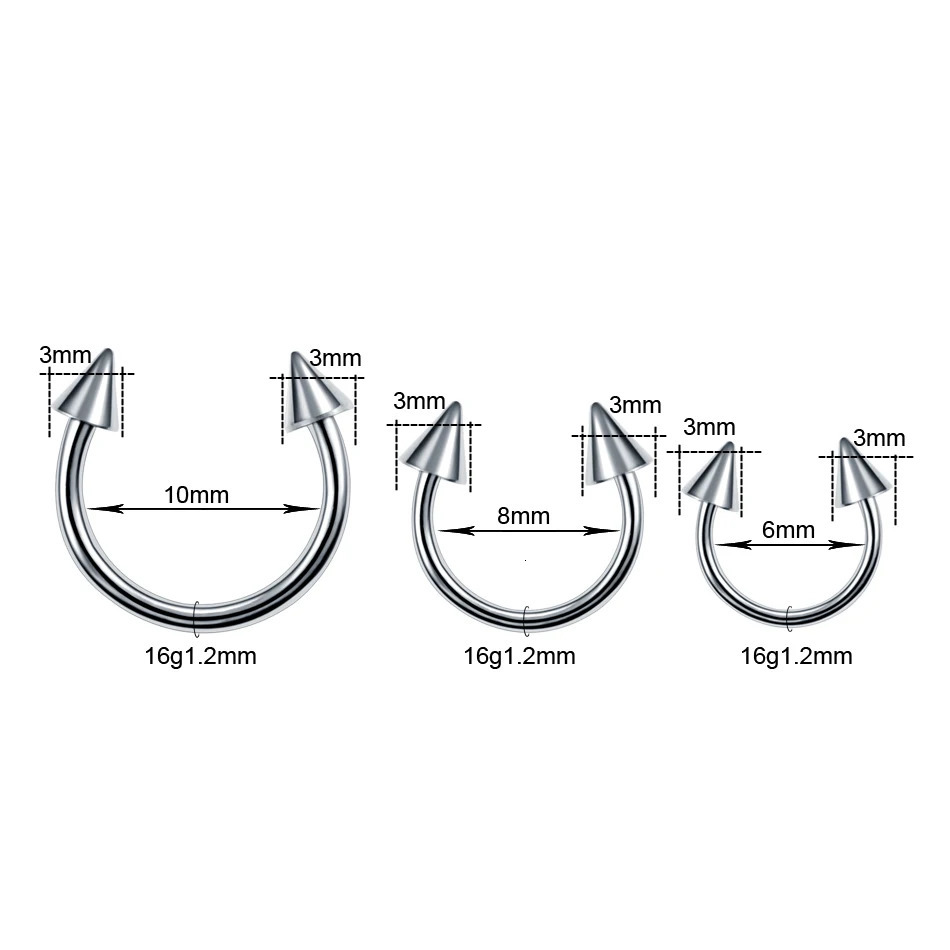10Pcs/lot G23 Internally Thread Ball Horseshoe Ring Piercing Ear Tragus Eyebrow Lip Ring Nose Hoop Septum Body Jewelry 250103