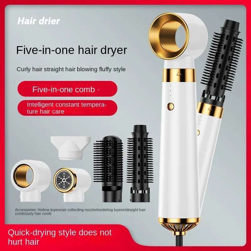 5-In-1 Hot Air Automatic Curg Iron Straight Electric Comb Multi-Functional Hair Dryer