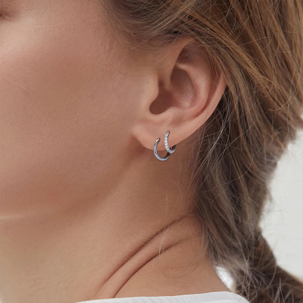 2/20PCS G23 Piercing Round Earrings Hoops with Zircon Ear Buckle Women Ear Tragus Cartilage Helix Piercing Jewelry 250106