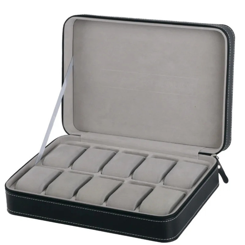 6/10/12 Slot Portable Leather Watch Box Your Watch Good Organizer Jewelry Storage Box Zipper Easy to Carry Mens Watch Box 250102